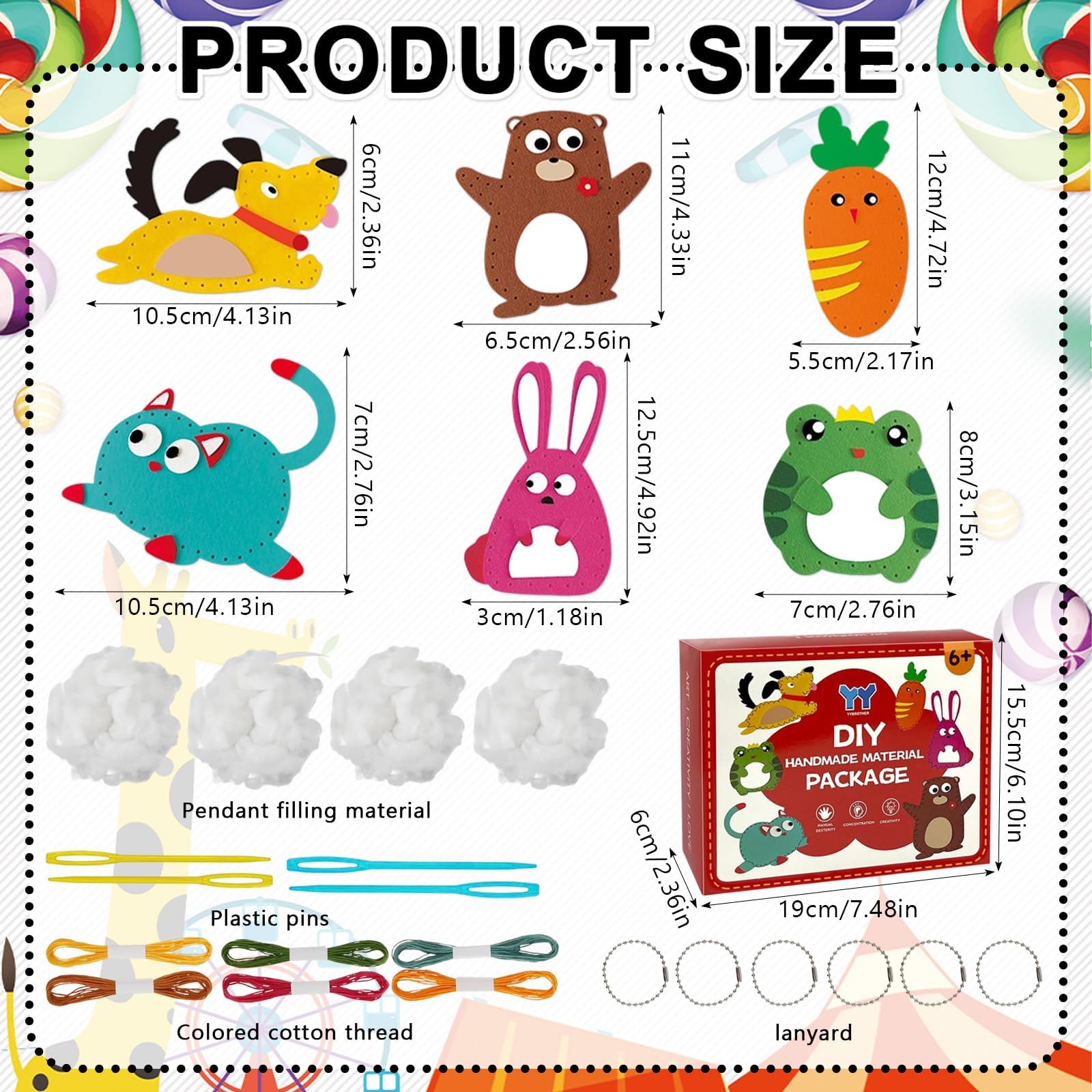 Kit De Couture DIY Animaux En Feutre Pour Enfants Dès 6 Ans - 12 Animaux à Coudre - Cadeau Créatif