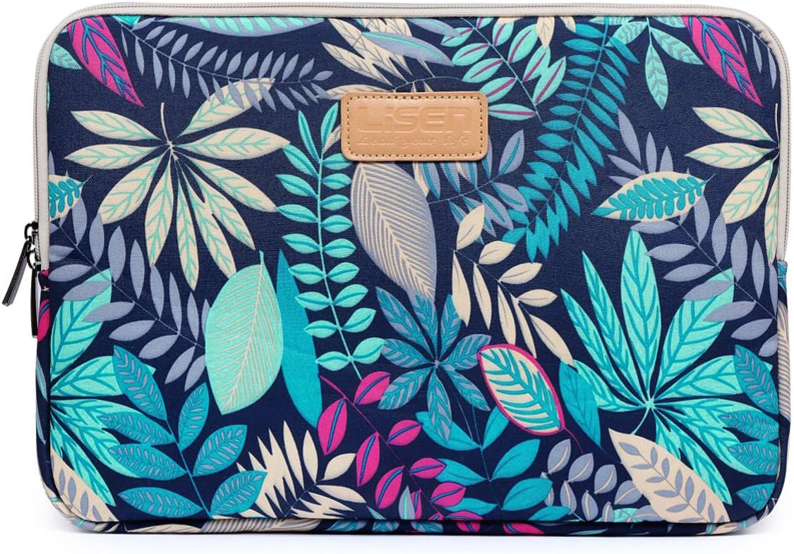 CoolBELL 12.9 Inch iPad Pro Sleeve Case Surface Pro 4 Bag Case Nylon Sleeve Bag Only for iPad Pro 12.9 Inch/Surface Pro 4/12 Inch New MacBook/Men/Women (Blue Leaves)