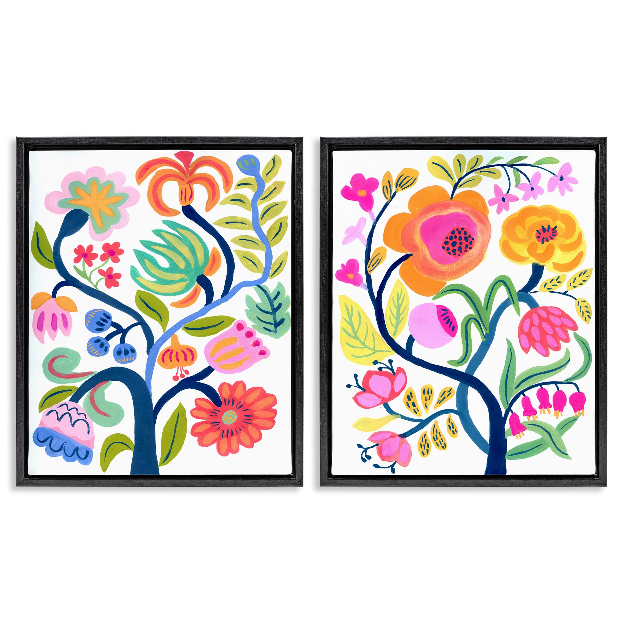 'Colorful Boho Blue Tree'| 2pc Floating Frame Art Set 2