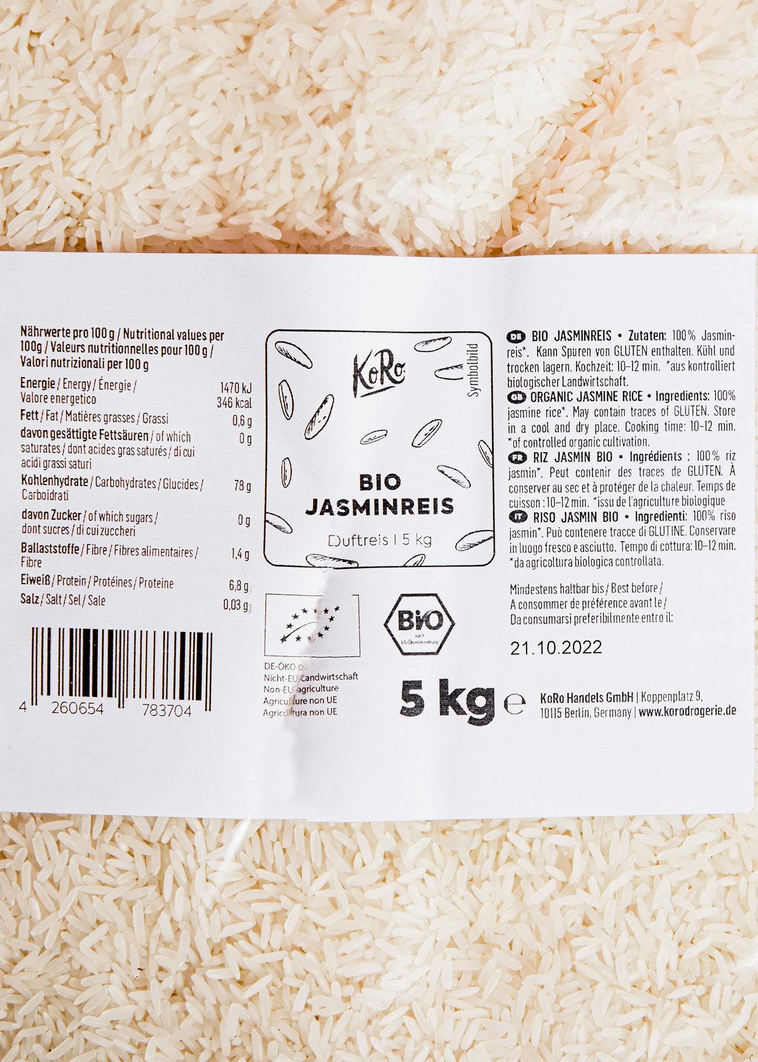 KoRo - Riso jasmin bio 5 kg - dalla Thailandia - aromatico e delicato - maxi confezione