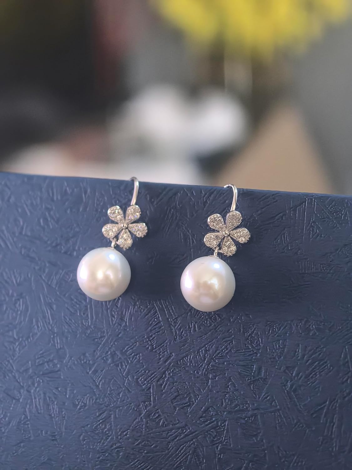 NONNYL Gift for Wife Freshwater Cultured-Pearl-Earrings-Gifts for Women- Wedding Birthday Anniversary-Mom Her Mothers Day Valentines Day Christmas-Sterling Silver Plated 18K Gold Pearl Dangle Earring Fine Jewelry