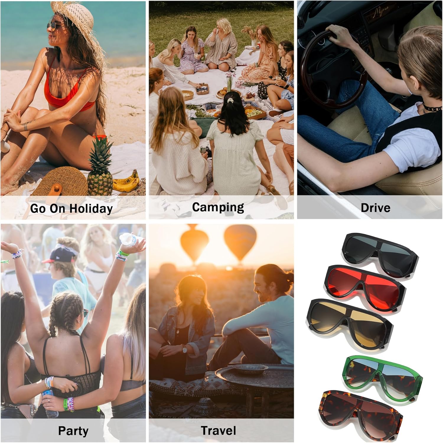 Long Keeper Oversized Pilot Sunglasses for Women Men Retro 70s Thick Square Sunglasses Trendy Flat Top Sheild Glasses UV400 - Image 6