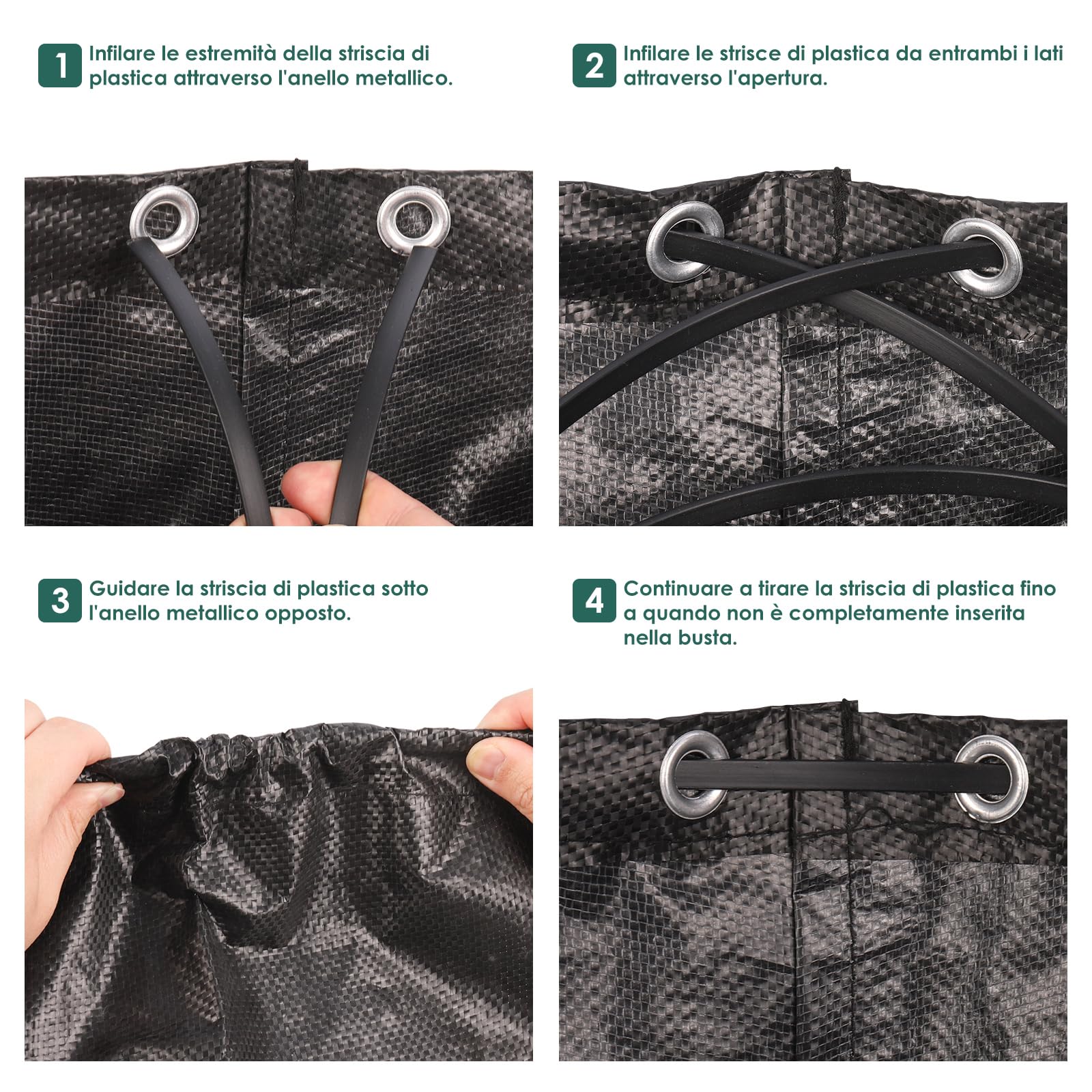 2X 500L Sacchi Giardinaggio, Sacchi per Rifiuti da Giardino con 4 Maniglie, Autoportante, Impermeabile, Sacco Raccogli Foglie Durevole Resistente alla Corrosione, Nero