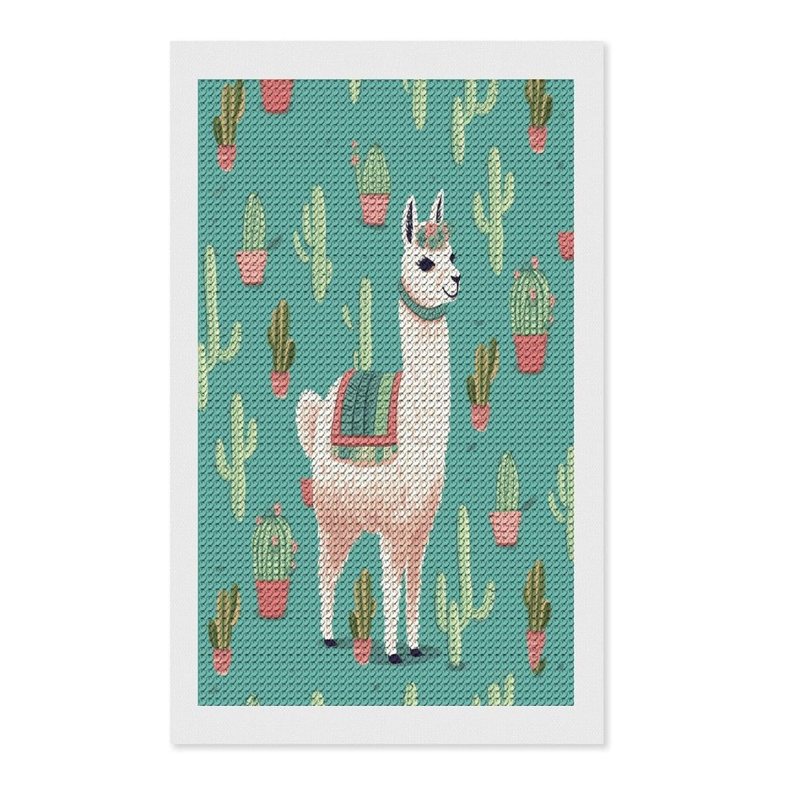 FekiLoot Alpaca Cactus Diamond Art Kits for Adults Diamond Painting Kits for Beginners DIY Diamond Art Kits Round Full Drill Diamond Dot Gem Painting for Home Wall Decor Gift 12"x20"