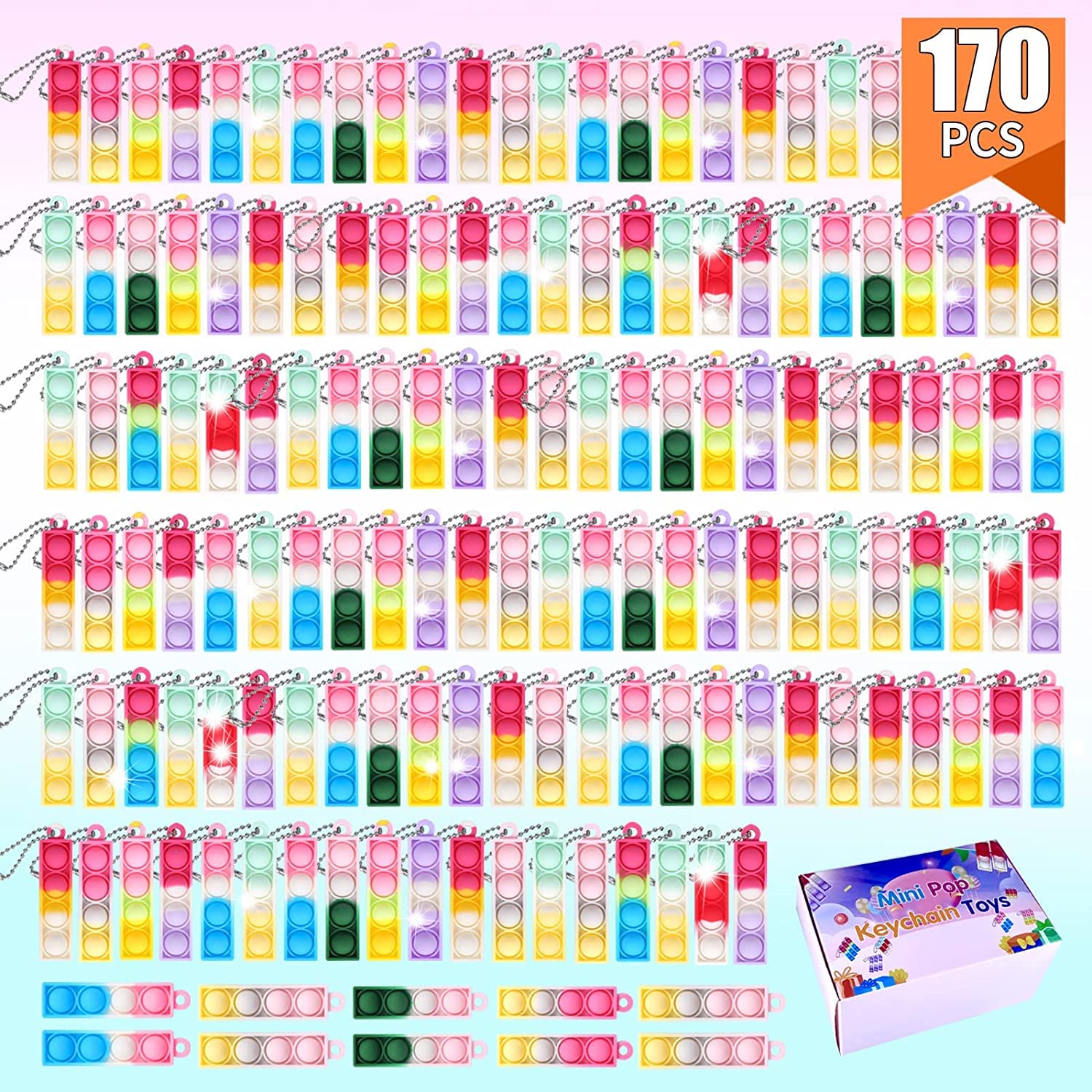 KENWQZI Mini Pop Fidget Keychain Toys,Easter Silicone Mini Pop Bulk Fidget Keychain Toy Party Favors