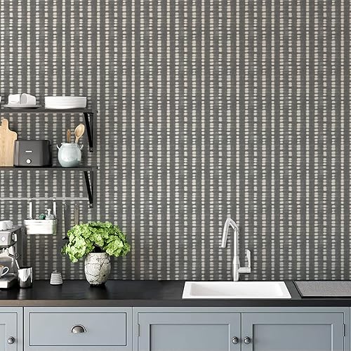 Miniatura 5 de Papel tapiz de color gris bohemio para despegar y pegar, papel tapiz geométrico moderno, autoadhesivo para dormitorio, papel tapiz de lunares gris