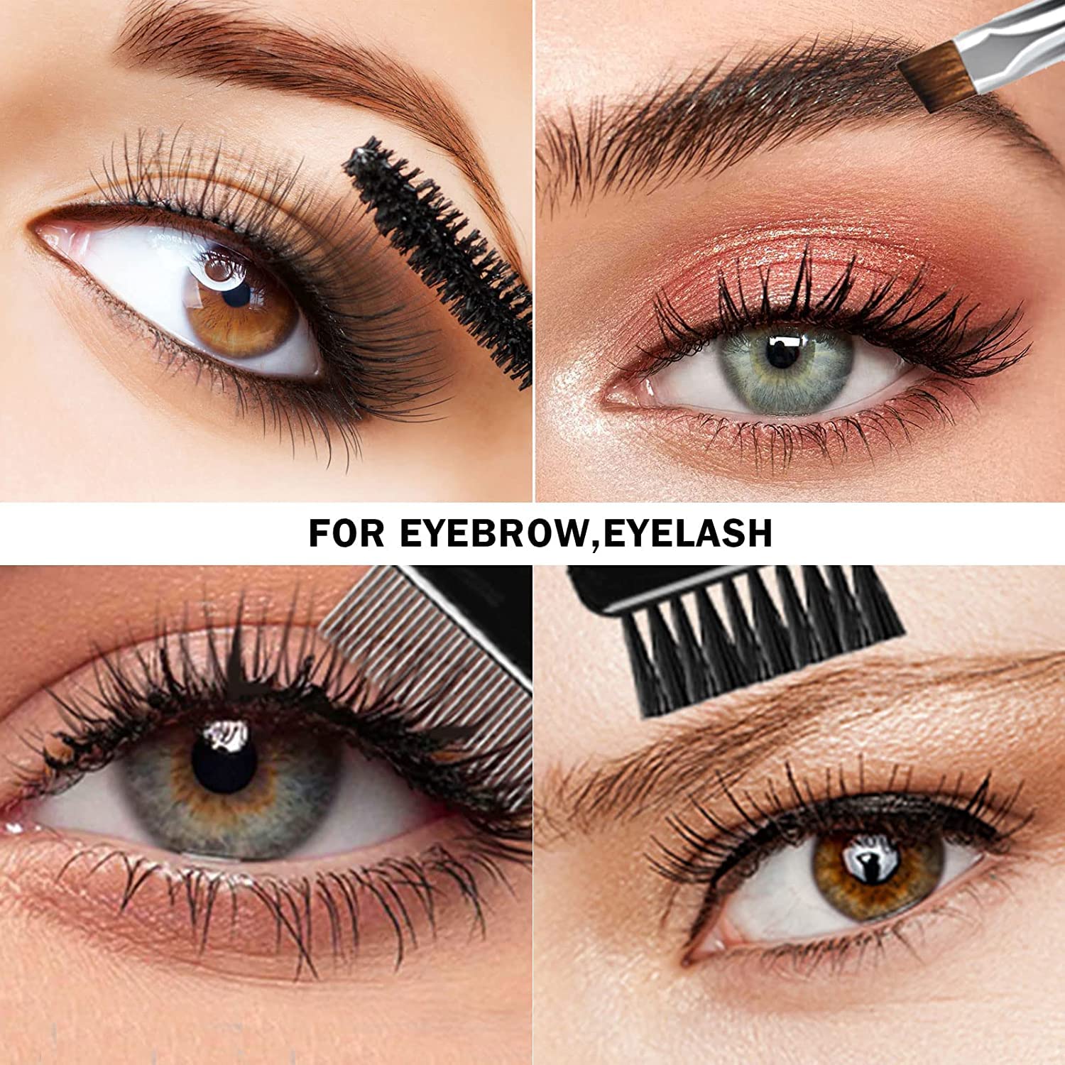 Eltihr Double Ended Eyebrow Brush & Spoolie Angled Brow Brush for Precision Application and Blending of Eye Brow Powders, Waxes & Gels - Black 3