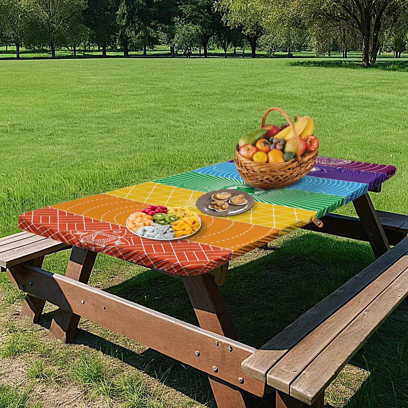 Elastyczny pokrowiec na stół – wiatroszczelny obrus do jadalni na kemping grill Par RV wodoodporny ochraniacz na stół na zewnątrz na urodziny i spotkania