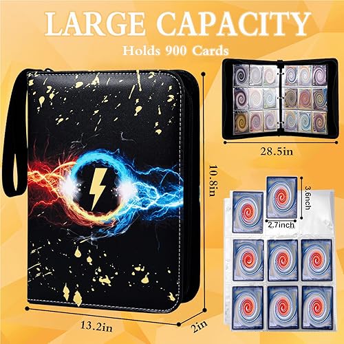 Miniatura 3 de Carpeta de tarjetas de 9 bolsillos, 900 bolsillos con 50 fundas extraíbles para tarjetas de tamaño estándar, carpeta de tarjetas coleccionables TCG,