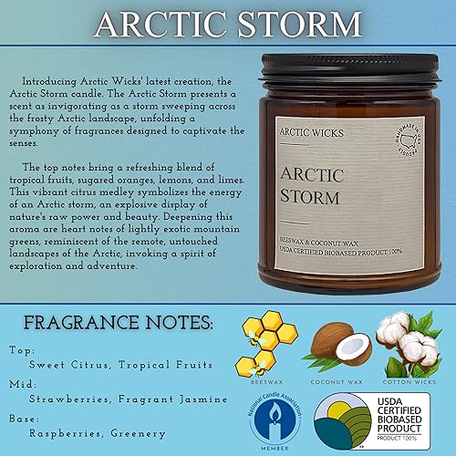 Miniatura 2 de Arctic Wicks Velas perfumadas de cera de abeja de coco Vela no tóxica de cera de abeja de coco de 9 onzas ámbar Velas de granja no tóxicas de