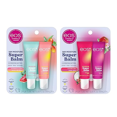 Miniatura 1 de Paquete de eos 24H Moisture Super Balm- Leche de coco y manzana con miel + sandía rosada y melonada de mango