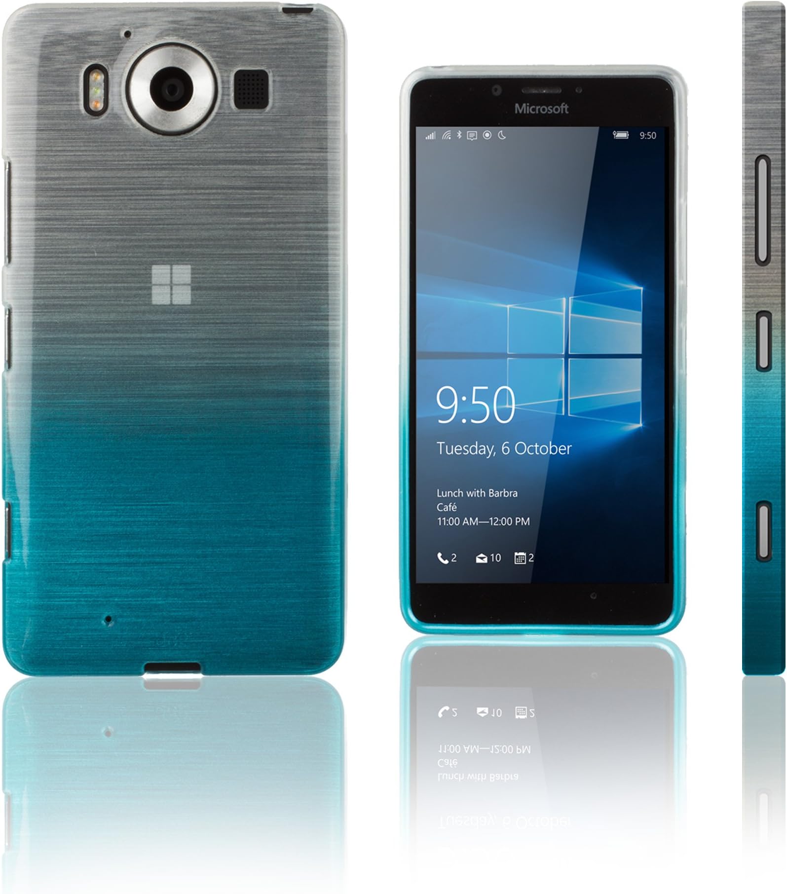 Xcessor Transition Flexible TPU Case with Gradient Silk Thread Texture for Microsoft Lumia 950 - Transparent/Light Blue