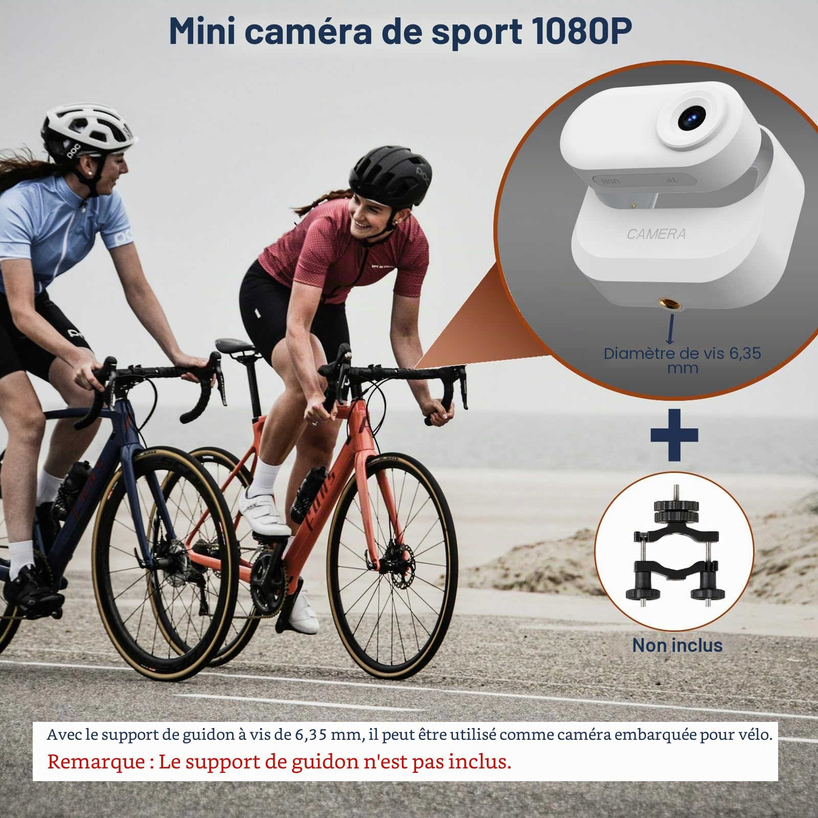 YDI Mini Caméra Portable 1080P pour Corps/Sports/Animaux, Double Batterie avec Magnétique Compartiment de Chargement de Batterie, Collier de Chien, Carte 32G (Blanc)