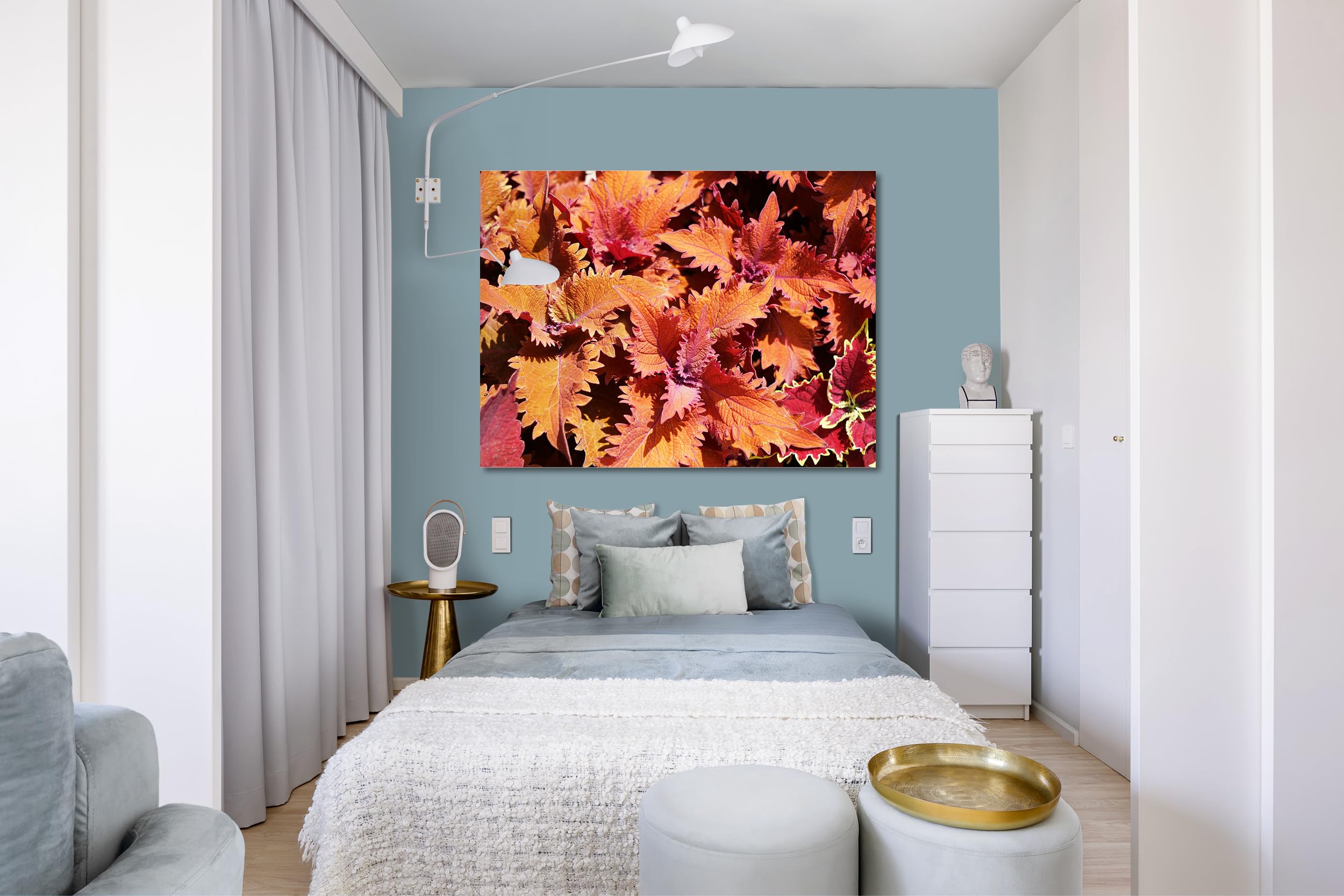 Glücksvilla - Foglie colorate (tela 2 cm, 60 x 40 cm) | varie misure - quadro murale orizzontale - giardino albero ramo pianta natura botanica campo prato