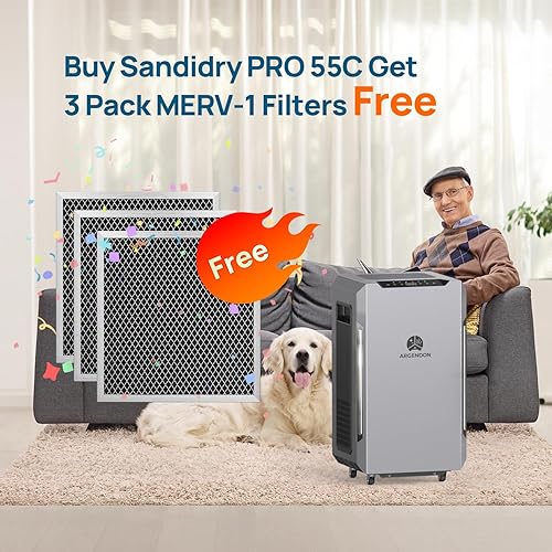 Miniatura 2 de ARGENDON Sandidry Pro 55C - Deshumidificador comercial de 120 PPD para sótano, deshumidificador comercial con bomba y manguera de drenaje, control