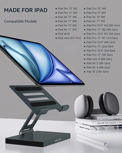 2026 iPad Pro USB C Hub Stand, Adapter for iPad Air M5 M4 M3 13 11 12.9 Inch Docking Station 4K 60Hz HDMI, RJ45 Ethernet, SD/TF Card Reader, 3 USB 3.0 Port, 3.5mm Audio, iPad A16 Galaxy Tablet Dock - 5
