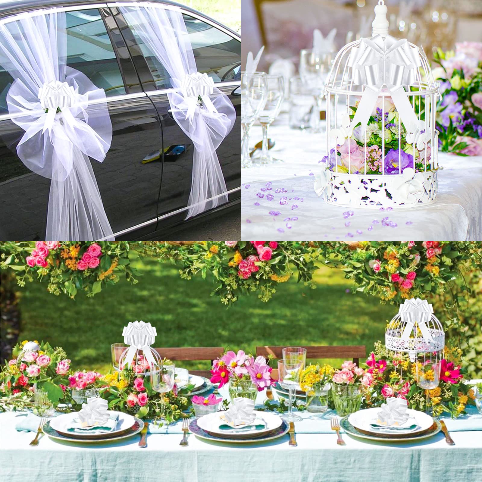 60 Coccarde Bianche Per Matrimonio - Decorazioni Auto E Addobbi Nuziali - Foto 9