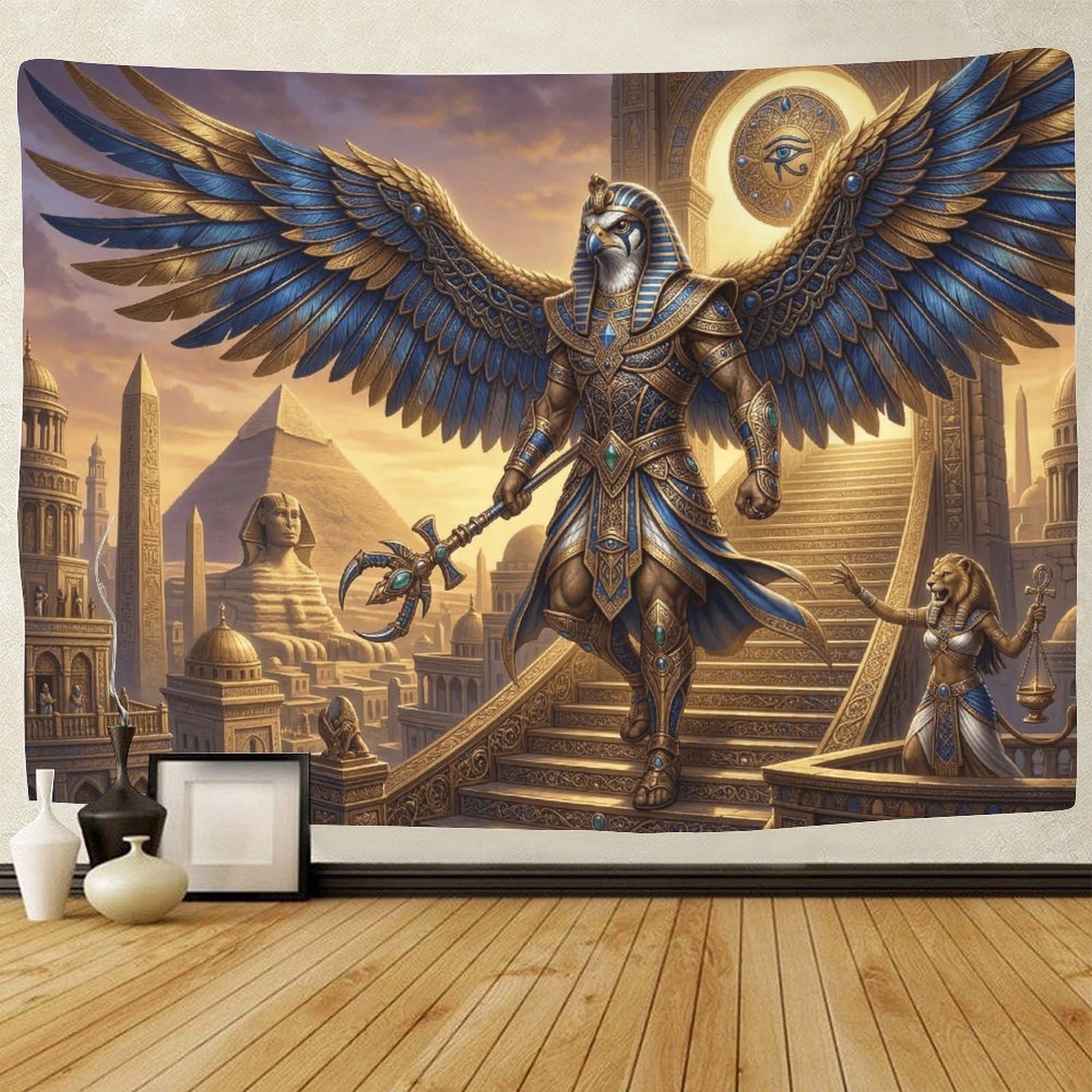 GPMNBCXZK Egyptian Horus Wall Tapestry Sphinx Bedroom Living Room Art Decor 3D Printed 180cmx230cm