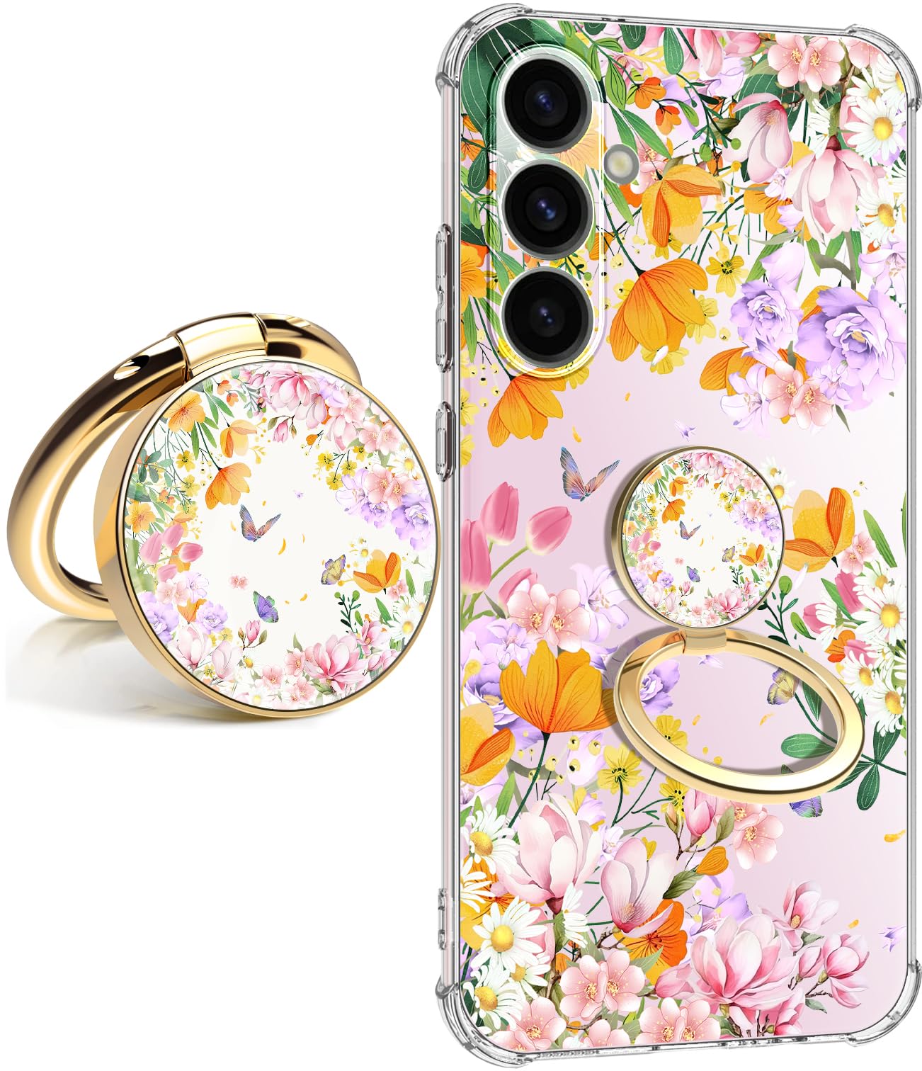 Dcwunk for Samsung Galaxy A56 Case 5G 6.6", [10FT Military Grade Drop Test] Flowers Soft Slim TPU Protective Shockproof Phone Case Cover（Summer