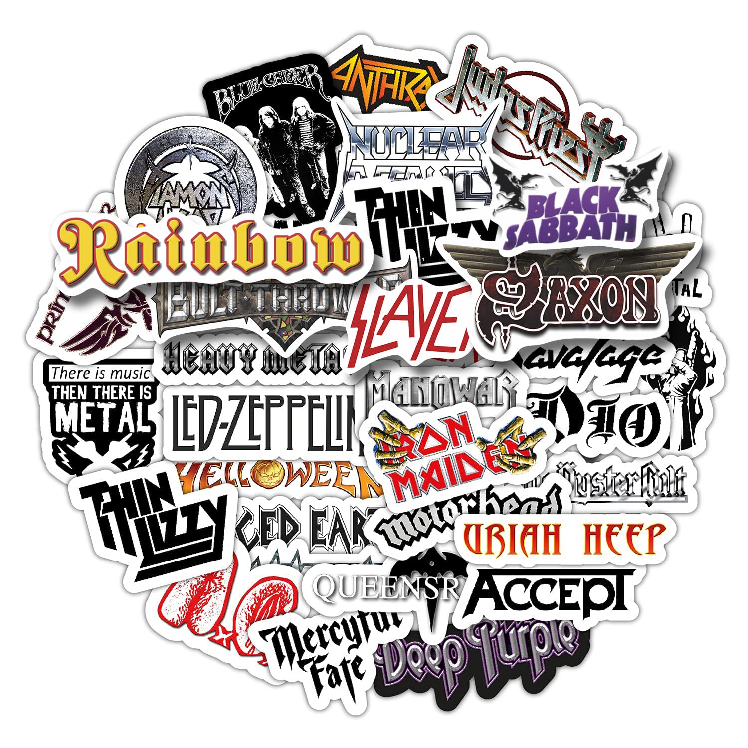 BulbaCraft Heavy Metal Band Sticker Pack, Rock Stickers - 35 Pieces, Strong Adhesive & Waterproof Vinyl Stickers for Laptop, Metal Bands