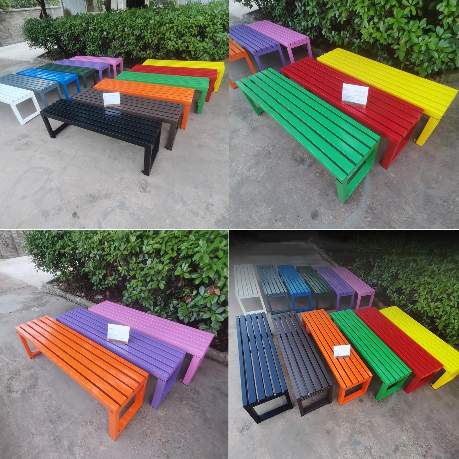 Panchina da Esterno Metallo Panchina da Giardino Panca da Esterno per Parco, Cortile, Veranda, Prato, Balcone, Cortile, Facile da Montare(Blue,100cm/39in)