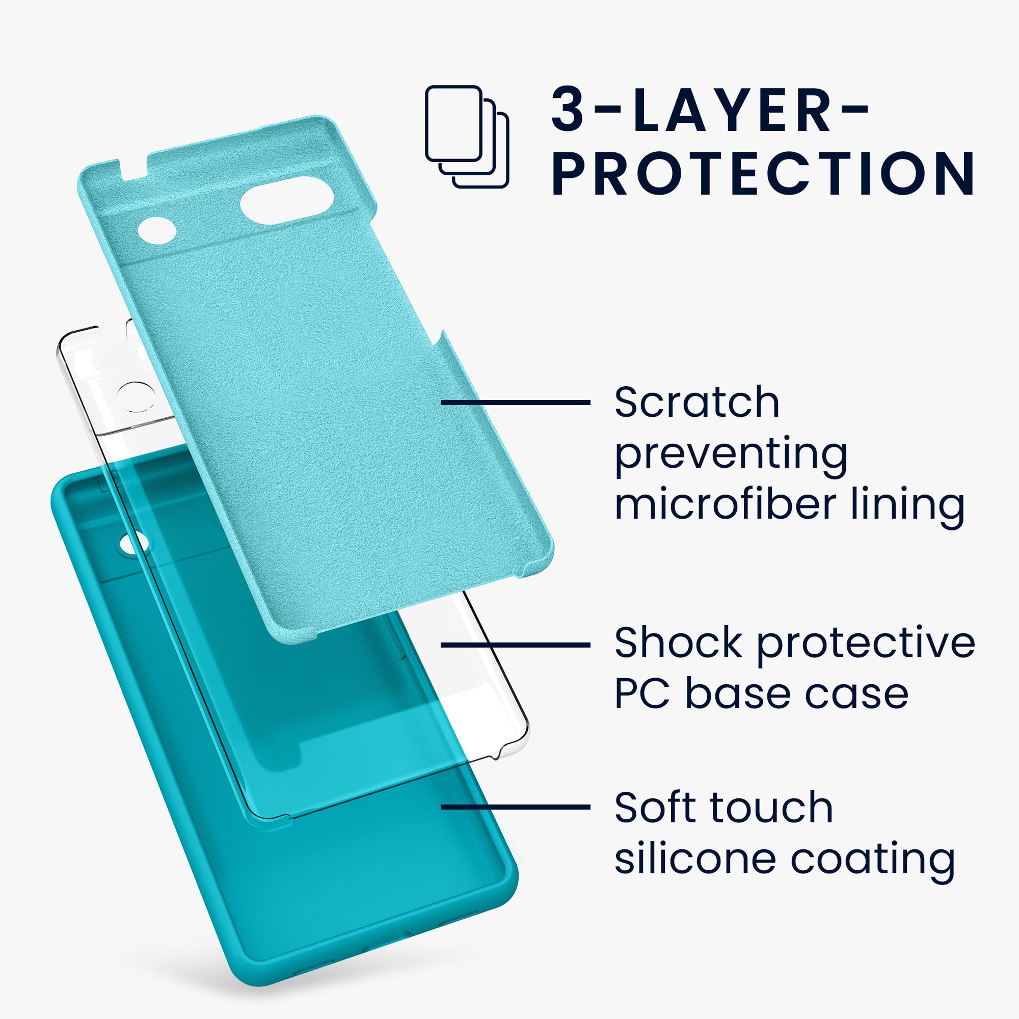 kwmobile Case Compatible with Google Pixel 6a Case - TPU Silicone Phone Cover with Soft Finish - Cool Glacier - Image 2