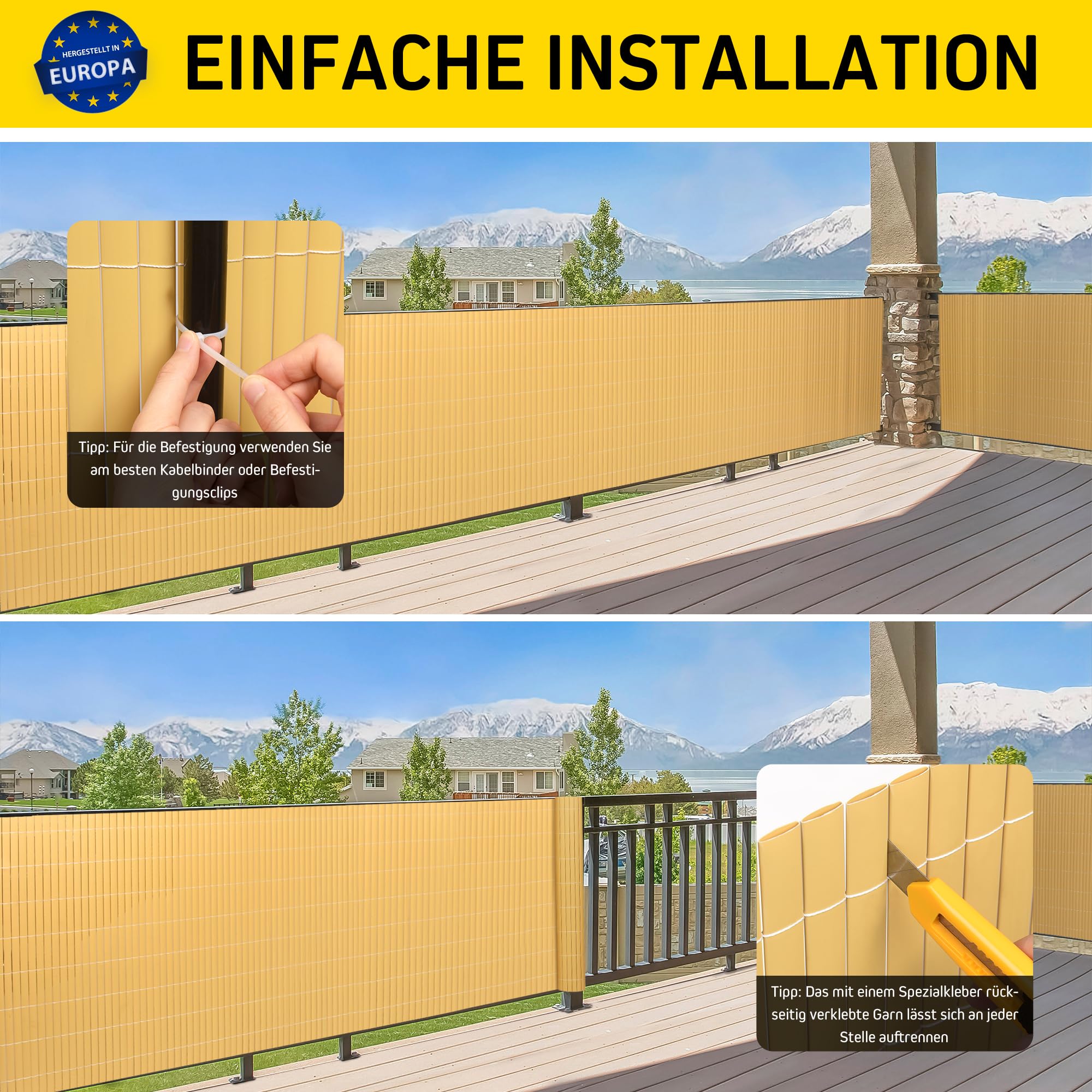 jarolift Canniccio in PVC Standard Recinzione Balcone Frangivista, Resistente ai Raggi UV Resistente alle Intemperie, Frangivento Protettivo per Giardino, Balcone, Terrazza, 80 x 300 cm, bambù