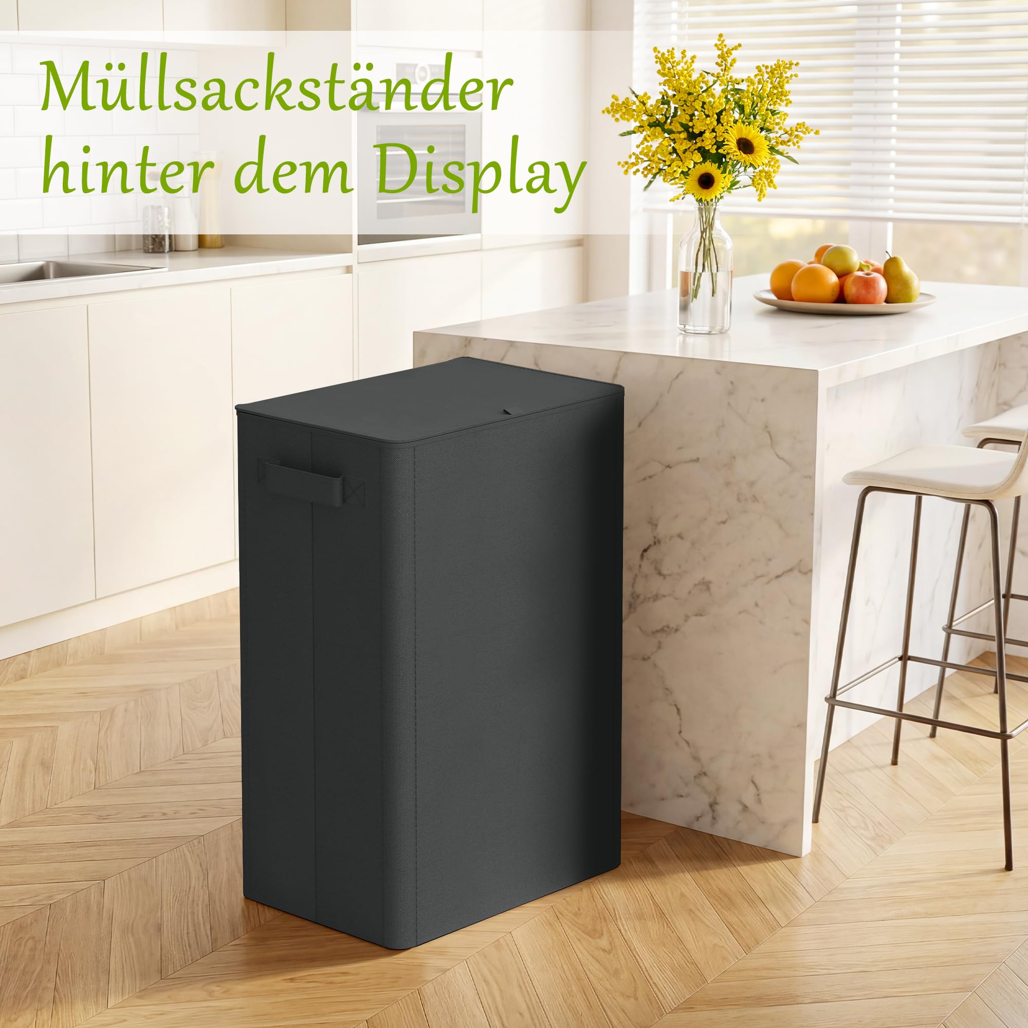iEGrow Gelber Sack Ständer Mülleimer 100L, Mülleimer mit Deckel, Müllsackständer für Gelbe Säcke, Reißverschlussdesign zum einfachen Entfernen, Behälter für Küche & Haushal [Ohne Müllsäcke]