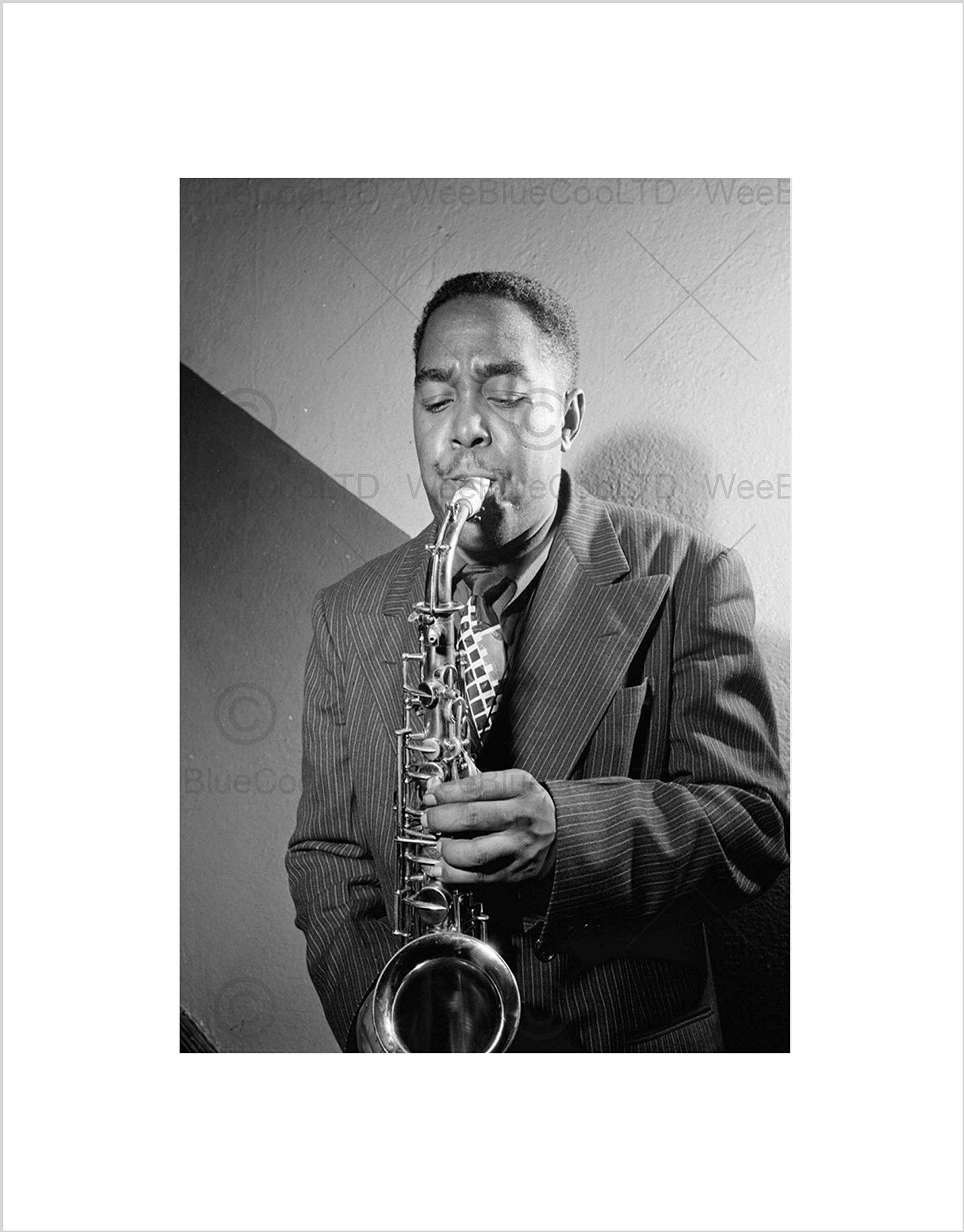 Wee Blue Coo VINTAGE PORTRAIT SAX JAZZ LEGEND BIRD CHARLIE PARKER FRAMED ART PRINT B12X3783