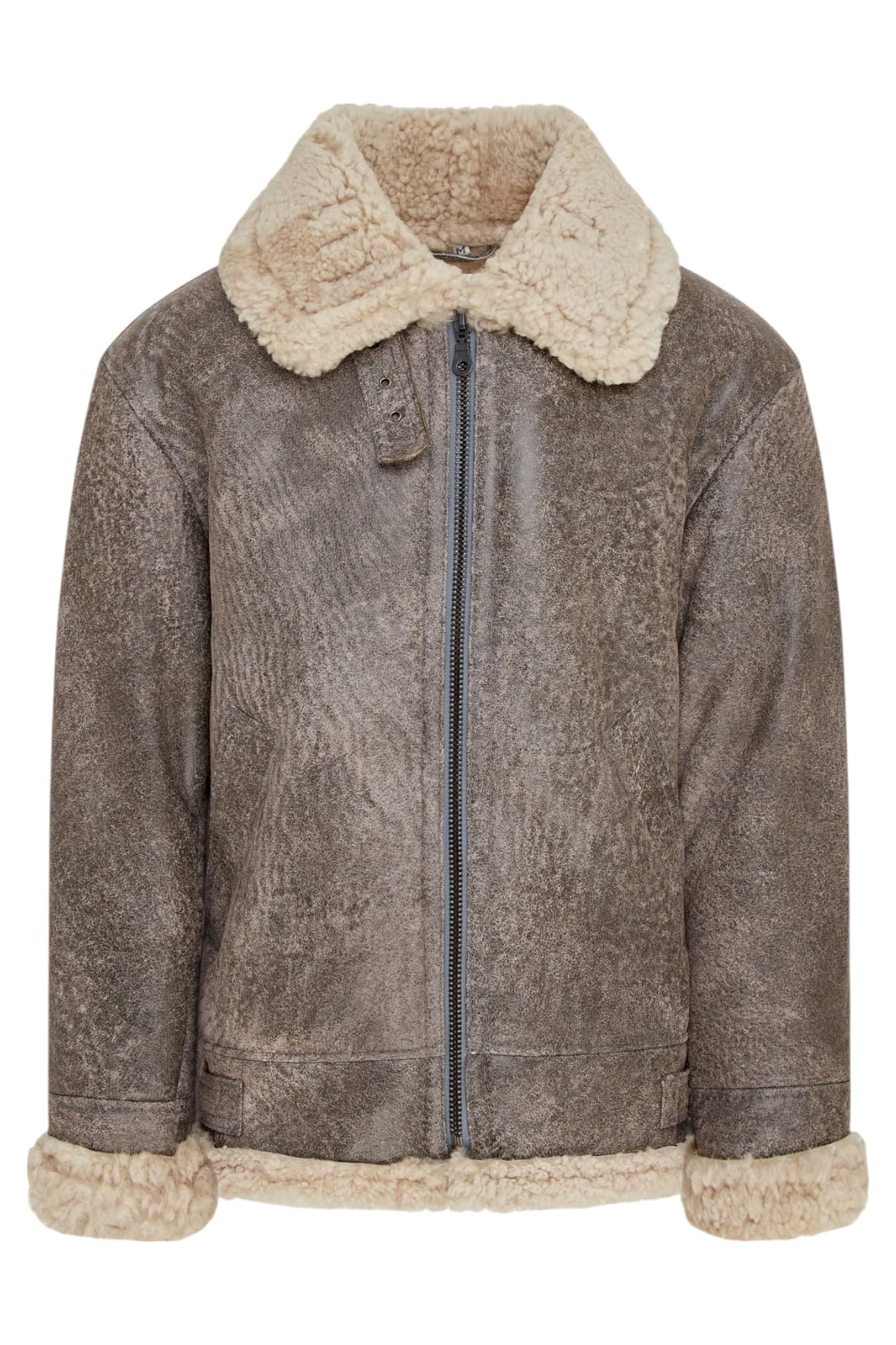 Mens Grey B3 RAF Shearling Sheepskin Leather Aviator Bomber Flying Jacket