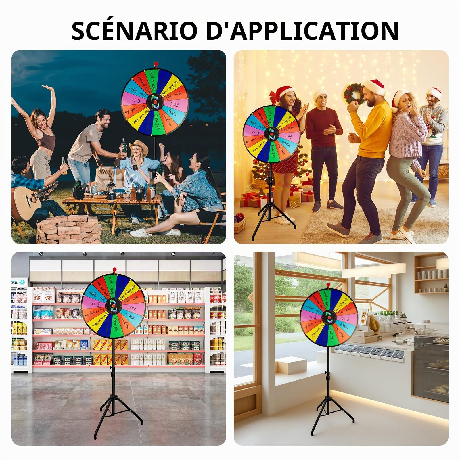 Roue de la Fortune, Roue de Prix à 14 Emplacements avec Trépied Pliable | Roue Rotative Effaçable pour jeu de Roue, Fête, Carnaval, Salon Professionnel
