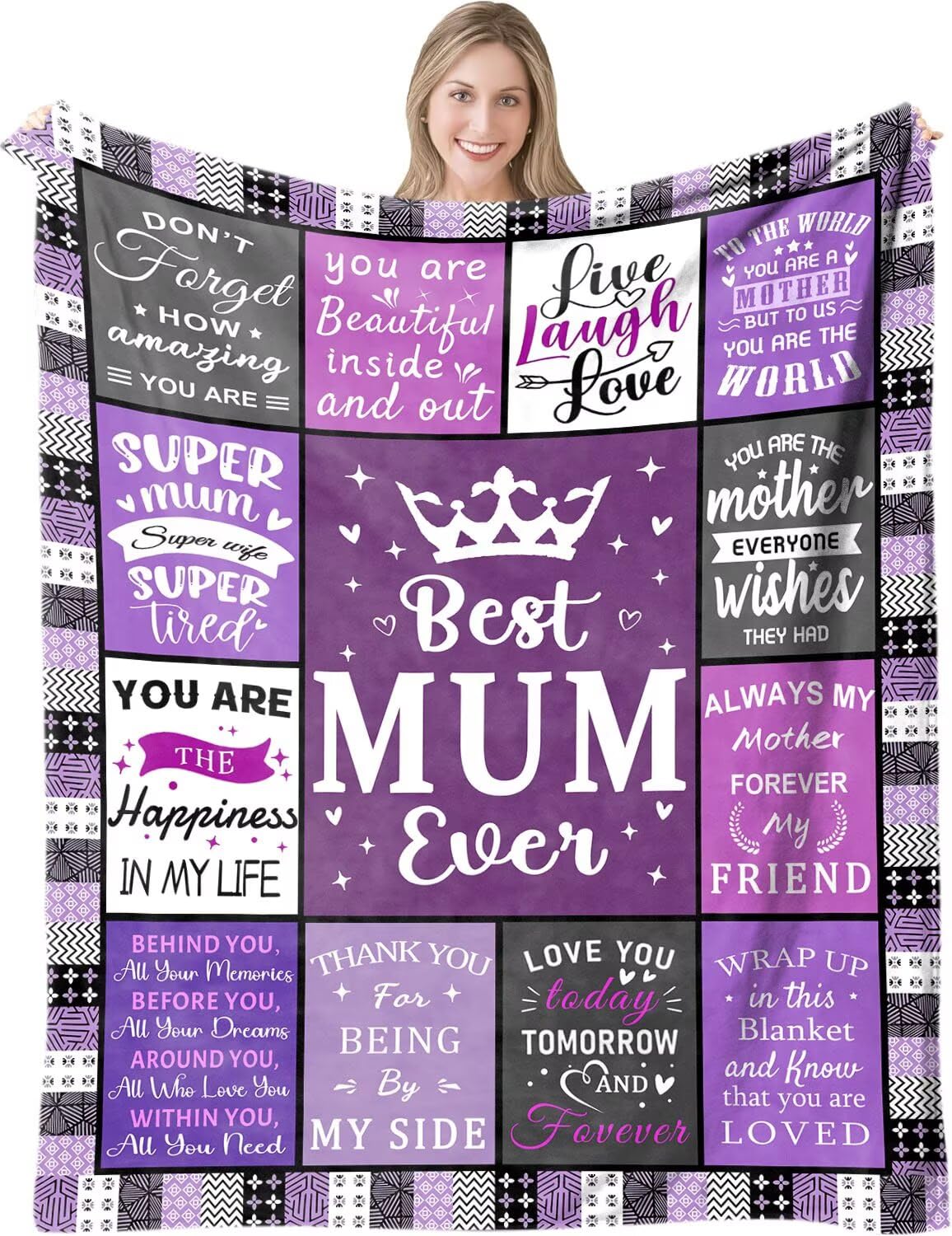 ACAATVE Birthday Gifts for Mum from Daughter Son, Personalised Christmas/Valentine's for Mom, Pink Flannel Fluffy Throw Present for World's Best Mummy Ever, to My Mum Blanket