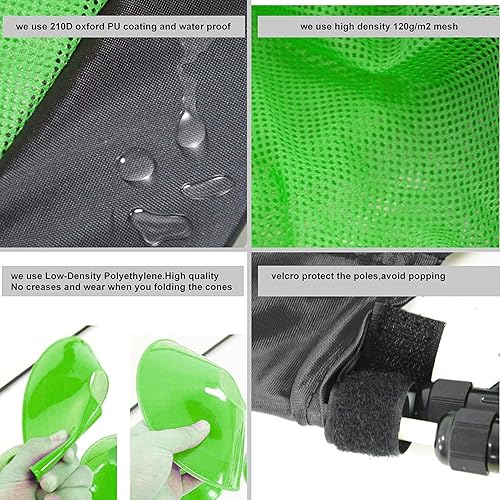 Miniatura 5 de Poray Soccer Goal for Kid Easy-up Set of Two Portable Soccer Net 210D Oxford with 8 Field Marker Cones Extra Stakes Fun for Backyard and Soccer