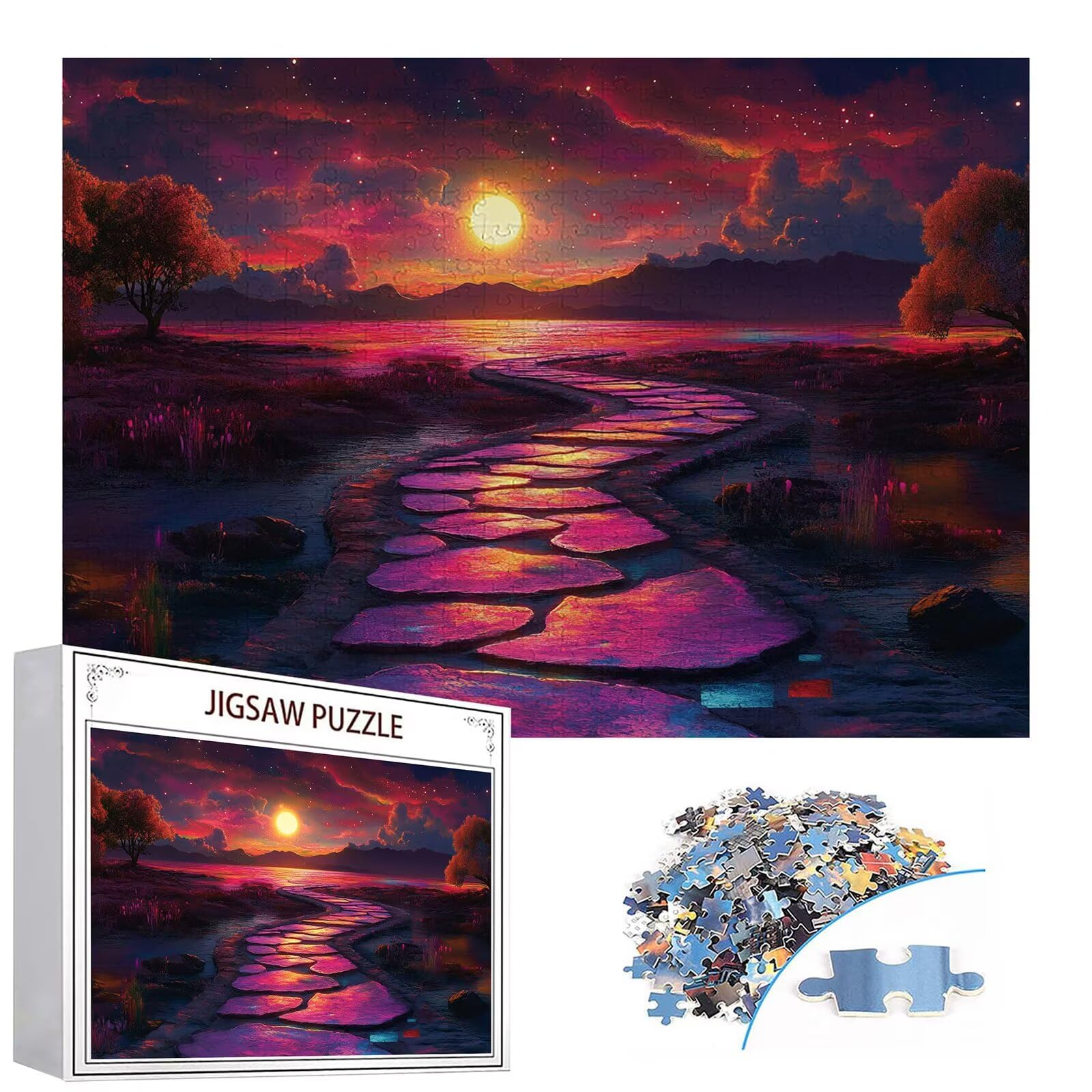 Puzzle 5000 elementów Księżyc Jezioro dla dorosłych 156 x 105 cm Unikalne Rzemiosło Klasyczne 3D Drewniana układanka do rodzinnych gier aktywności, układanka do samodzielnego wykonania nawet do