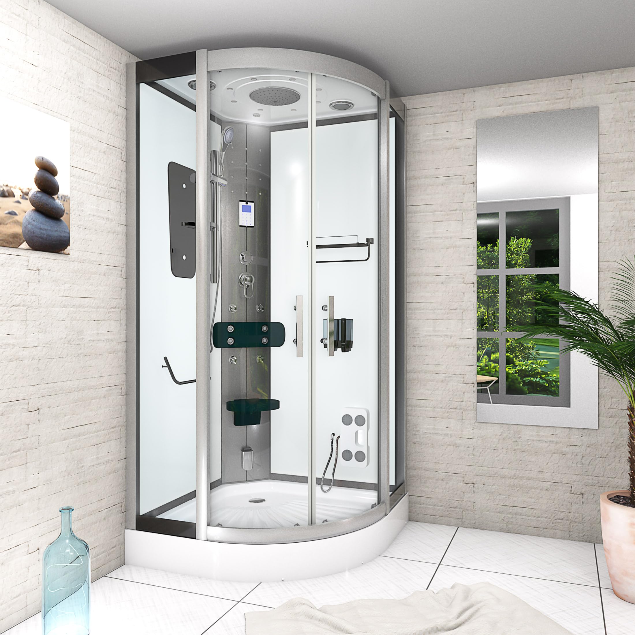 AcquaVapore Dampfdusche Duschtempel Sauna Dusche Duschkabine D46-20T2-EC 100x100 cm mit 2K Scheiben Versiegelung