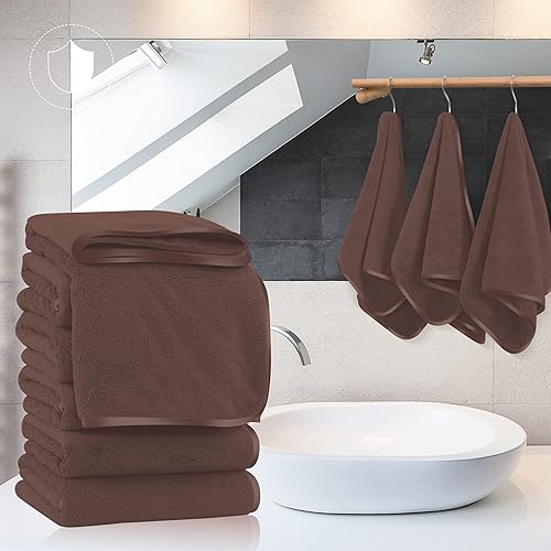 Vista 50 de TENSTARS - Toallas de mano para baño con dobladillo de seda, secado rápido, toalla absorbente de microfibra ultrasuave para baño, fitness, gimnasio