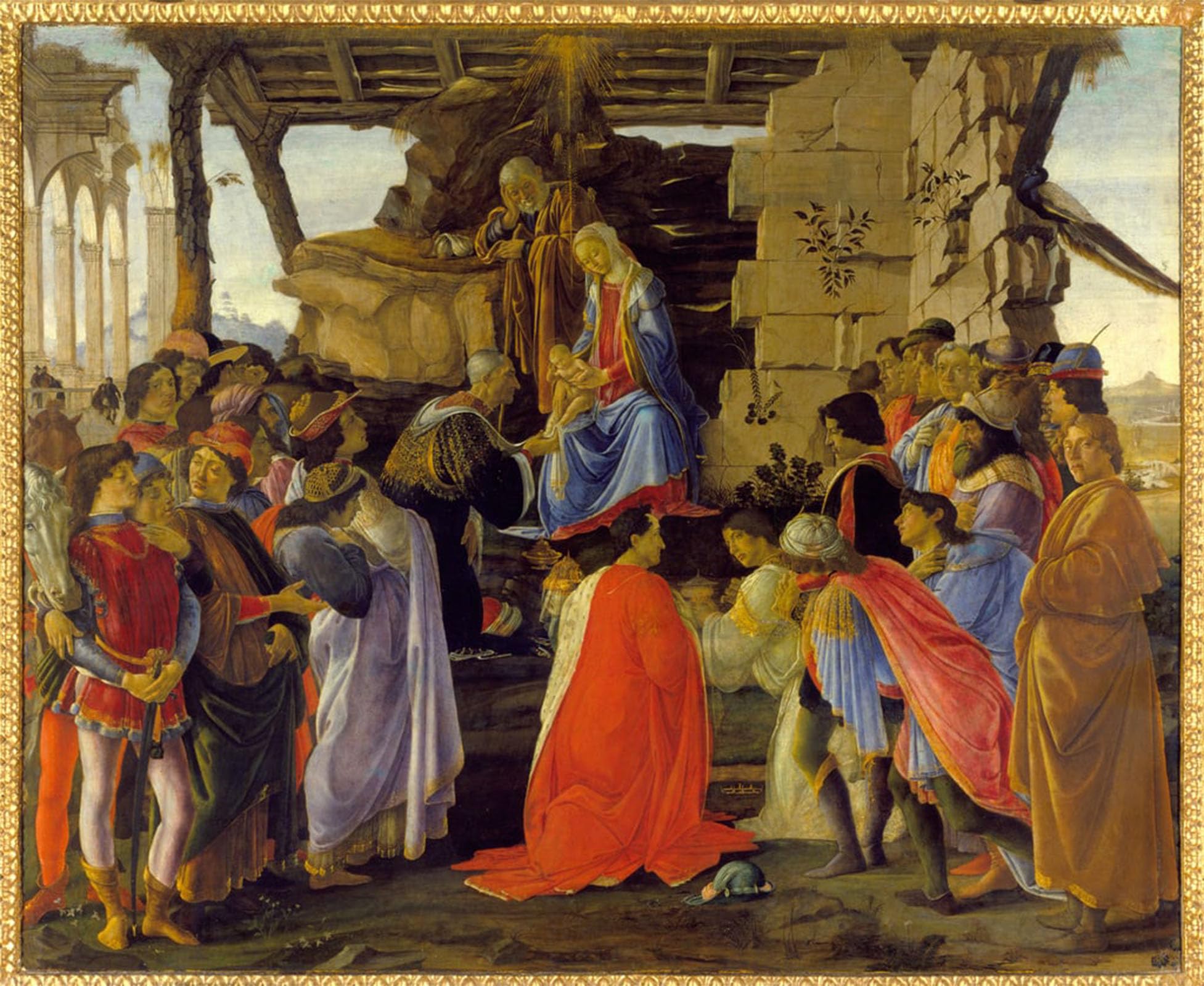 SERENDIPITP Abstract Painting Mural Print Picture Wall Decor Painting The adoration of the magi by Sandro Botticelli Vintage Wall Artwork for Home Decor 60x90cm