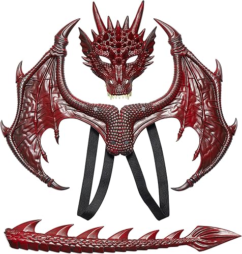 Disfraz de dragón de diablo de Halloween para niños, máscara de cola de alas de dragón para niños y niñas, fiesta de cosplay gótica