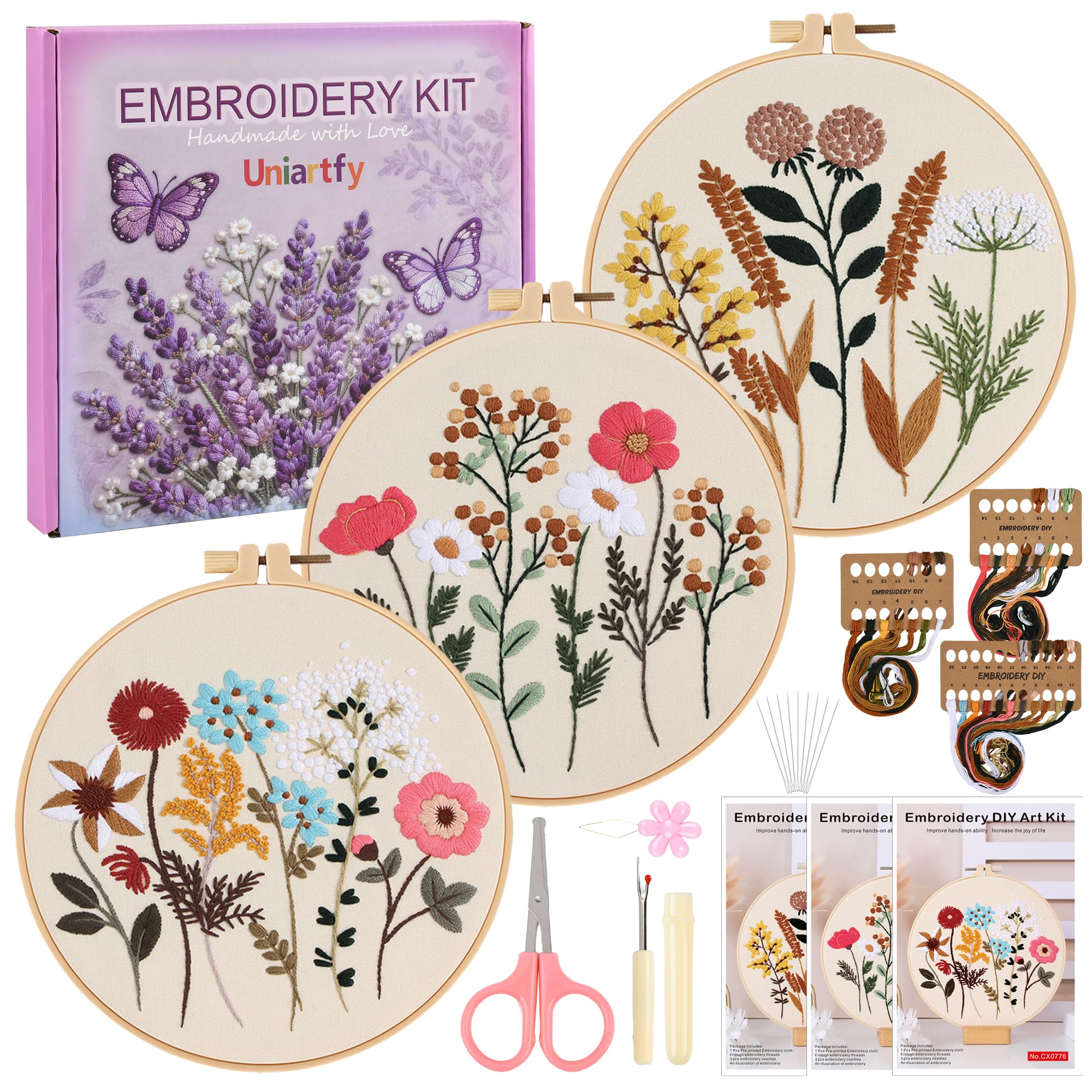 Beginner Embroidery Kit - Butterfly & Tree Designs -10