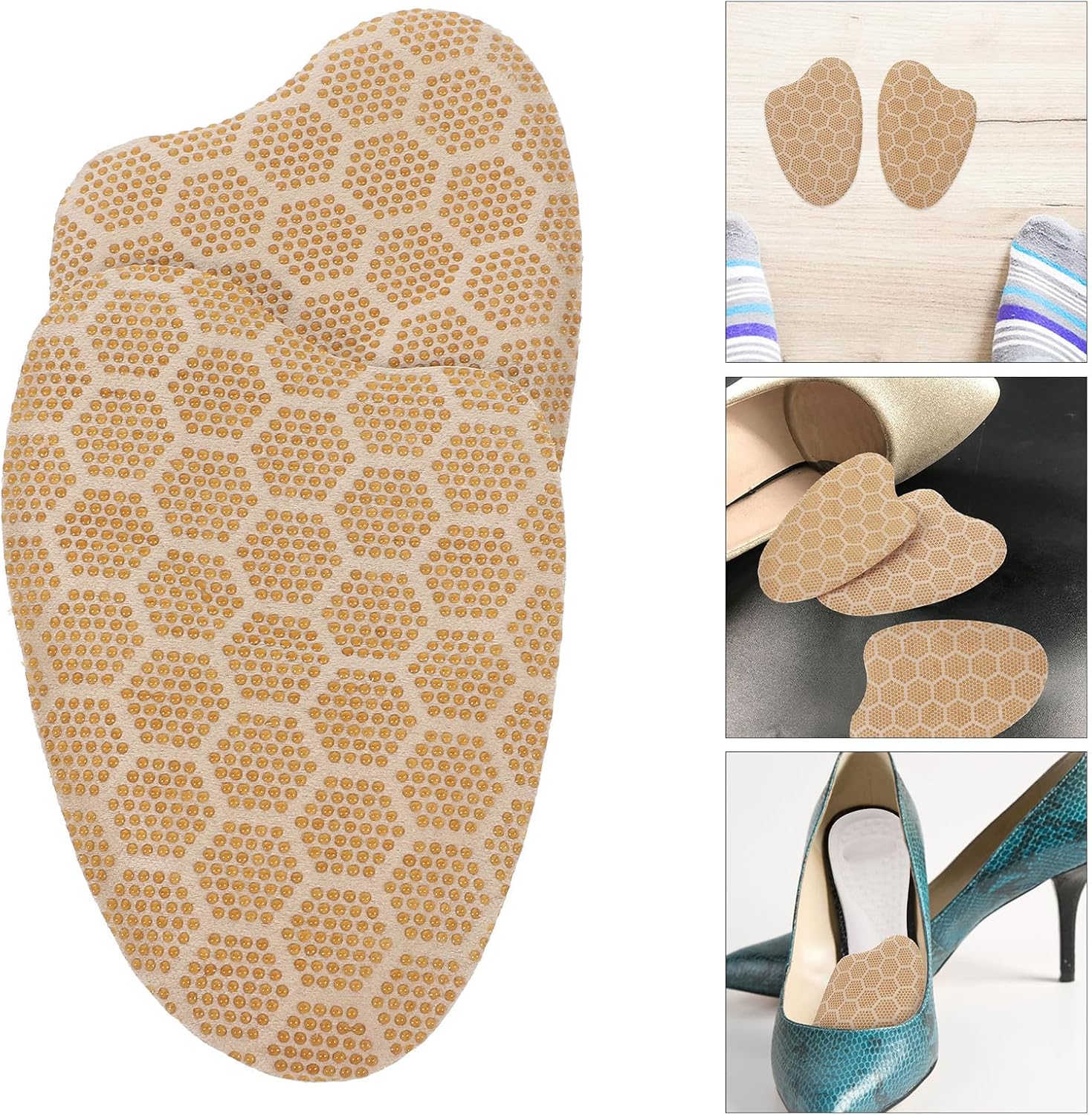 Forefoot Pads for Women Heels 2 Pairs Shoe Inserts Self-Adhesive Metatarsal Cushions Flexible Impact-Absorbing Invisible Anti-Friction for High Heel Comfort