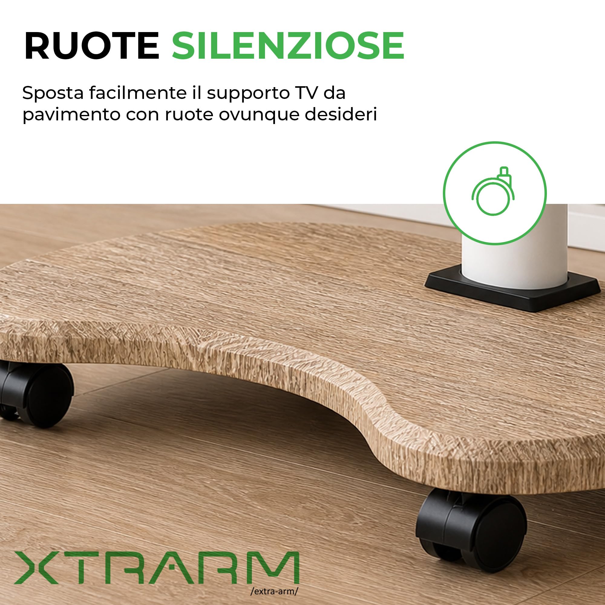 Stellar Supporto TV da pavimento con Ripiano in Legno, Carrello Tele con Ruote Regolabile in Altezza, Piedistallo Televisione 32-70 Pollici, 45 kg, Stand da Terra Universale, VESA 600x400