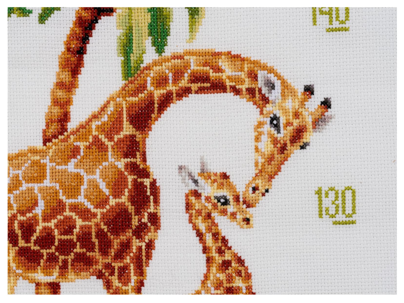 DUTCH STITCH BROTHERS - Kit de broderie au point de croix compté - DSB002A - Courbe de croissance Safari - Aida blanc - 110 x 25 cm - DIY pour adultes