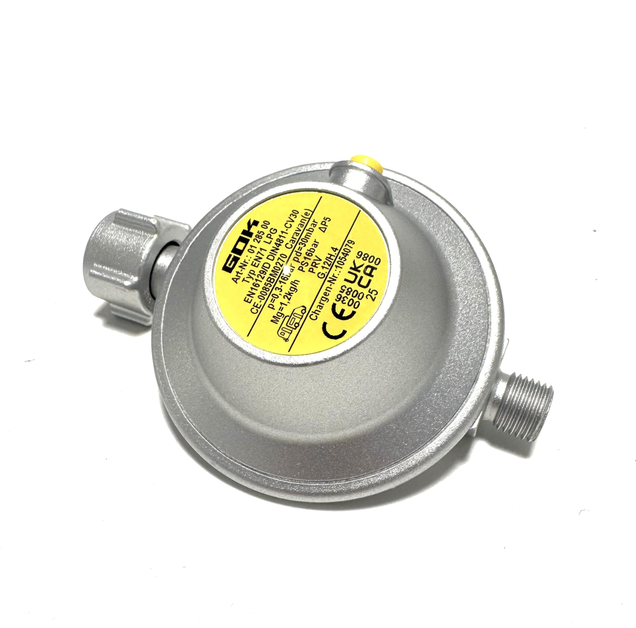 ROEDER-Gas Regulador de gas para caravana, 1,2 kg/h, 30 mbar, EN71, regulador de baja presión