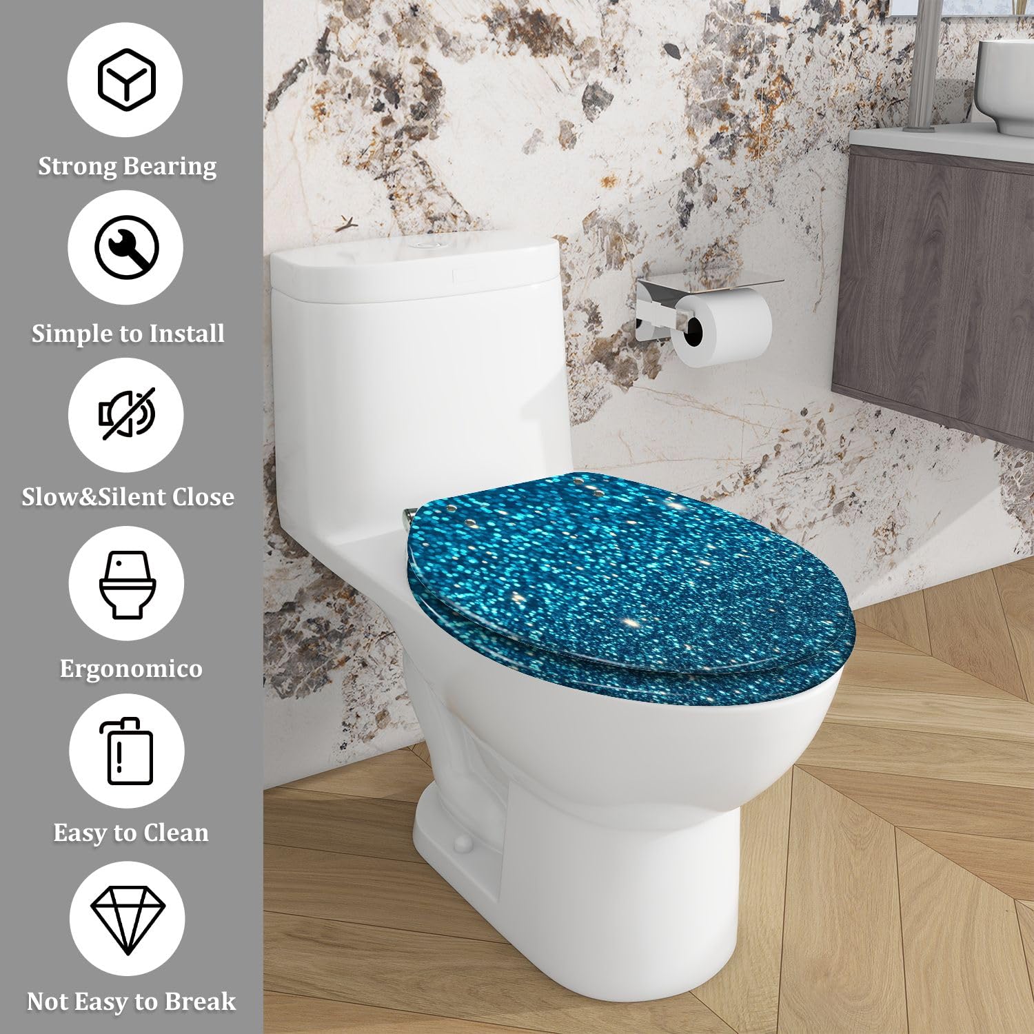 Asiento de inodoro alargado genérico para baño