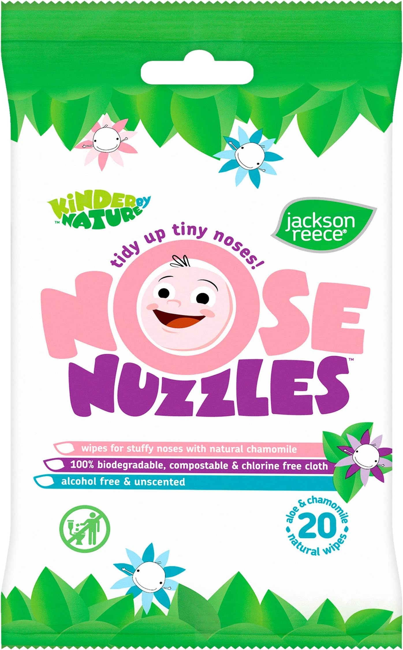 Kinder by Nature Jackson Reece, Nose Nuzzles Wipes 100% Biodegradable and Plastic Free