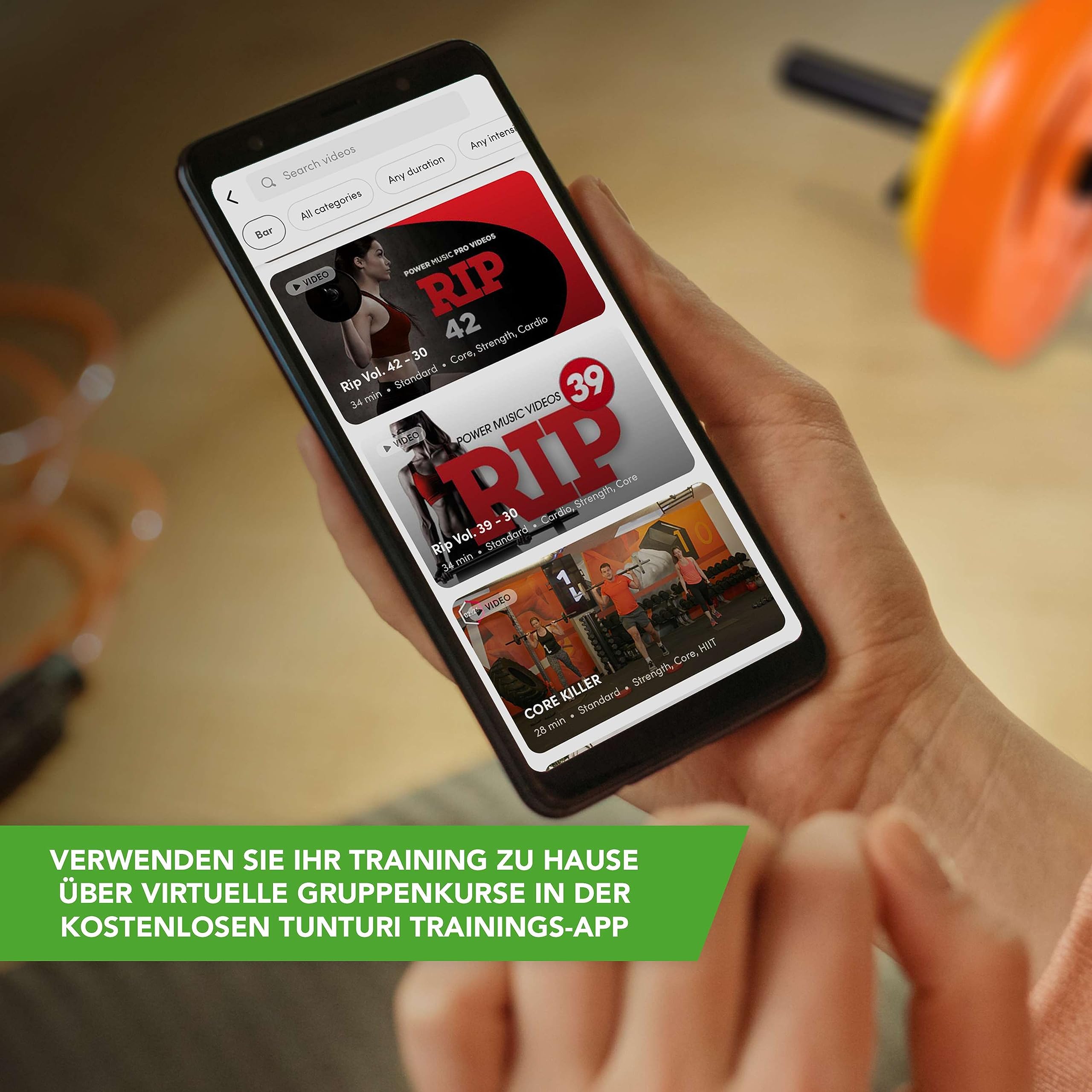 Tunturi Langhantel set - Aerobic Pump Hantelset – 20kg bis zu 40kg -Komplettset & Gewichtsscheiben – Inkl. Fitness-App