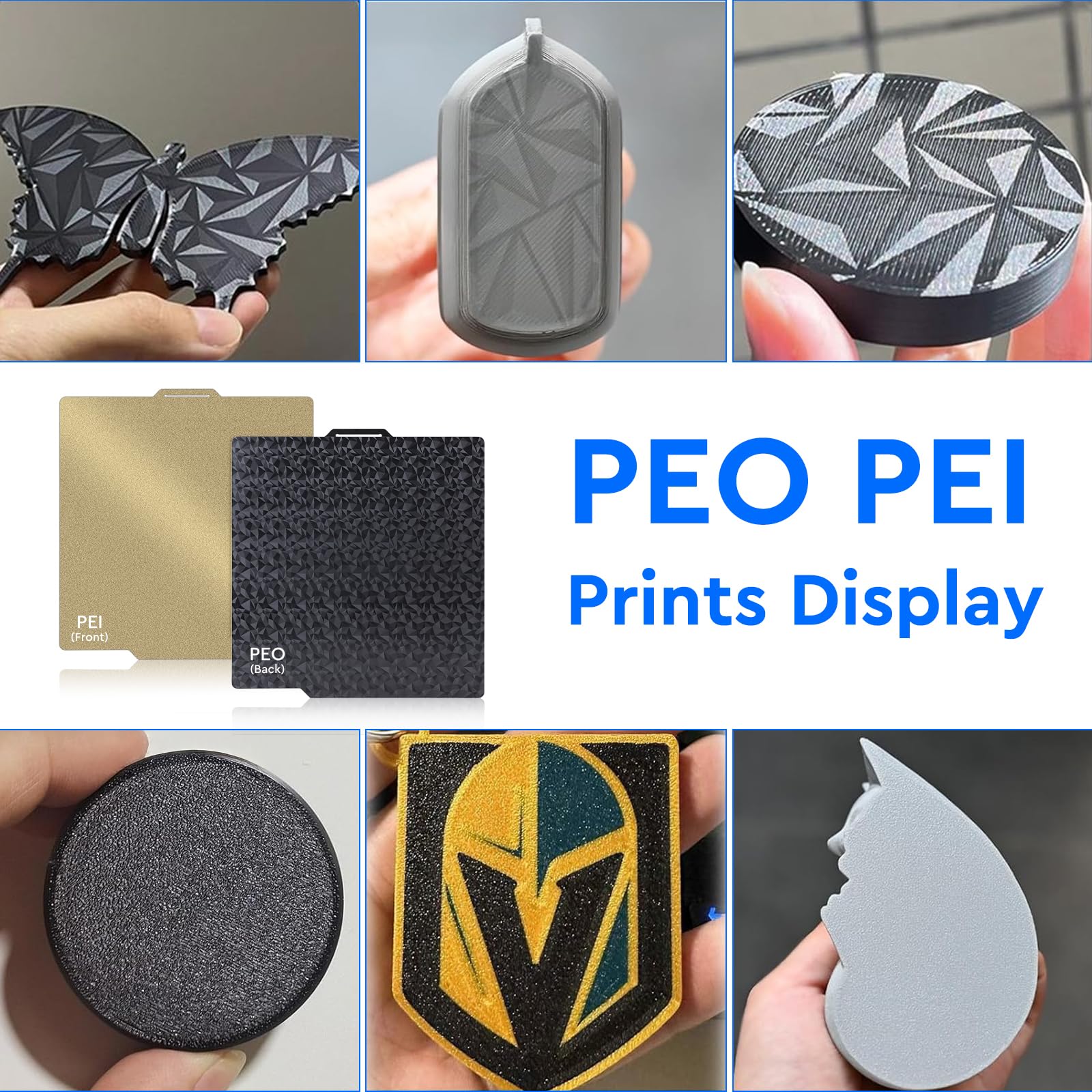 EFUTURETIME 1 x Strukturierte Druckplatte 257 x 257 mm Dwustronna PEO+PEI, Elastyczna Magnetyczna 3D Podłoga Druku (odporna na temperaturę do 80°C, krótkotrwała do 120°C (3 godz.))