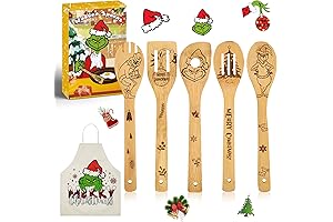 Bamboo Cooking Utensils Set: Festive Grinch Kitchen Decor
