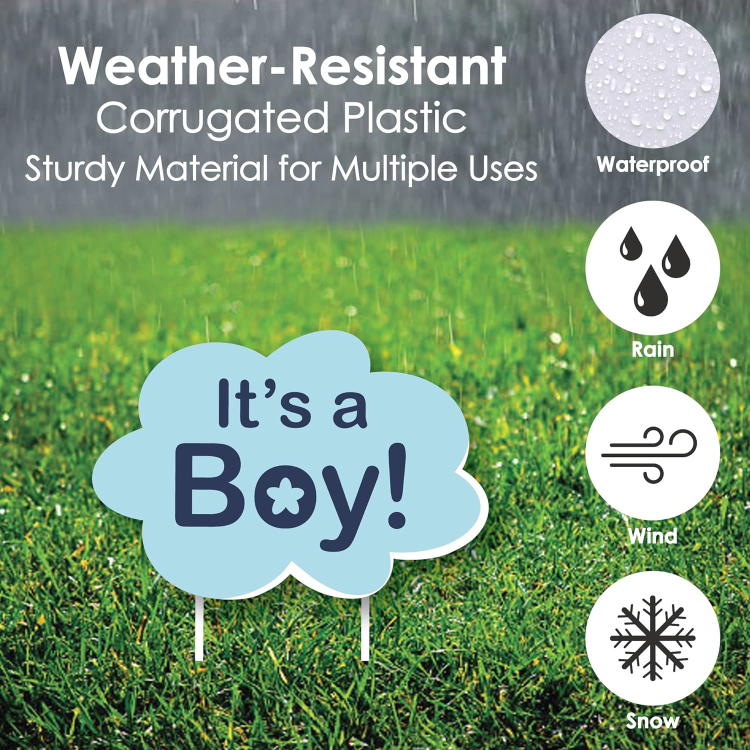 Big Dot of Happiness Boy Special Delivery - Baby Announcement Lawn Decorations - Outdoor Blue It's A Boy Stork Baby Shower Yard Decorations - 10 Piece