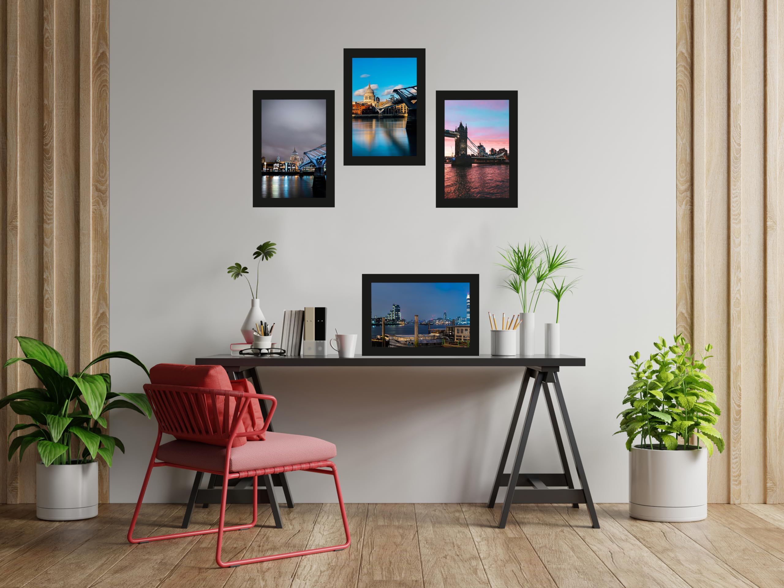 Jms We Create Smile Black (Set Of 4) A4 Styrene Photo Frames 21X30cm - Durable Wall Display Decor Frames For Photos, Portrait Art And Certificates Picture Frame - Wall & Table Mountable -Perfect For Office, Home Decor